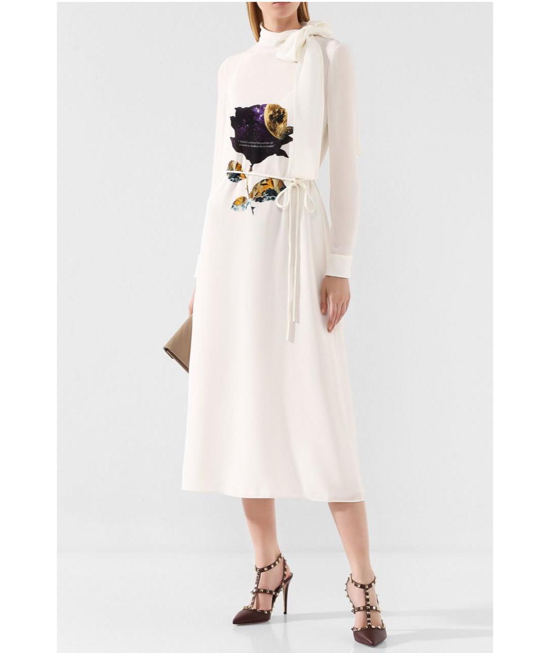 VALENTINO Белое шелковое коктейльное платье, фото 6