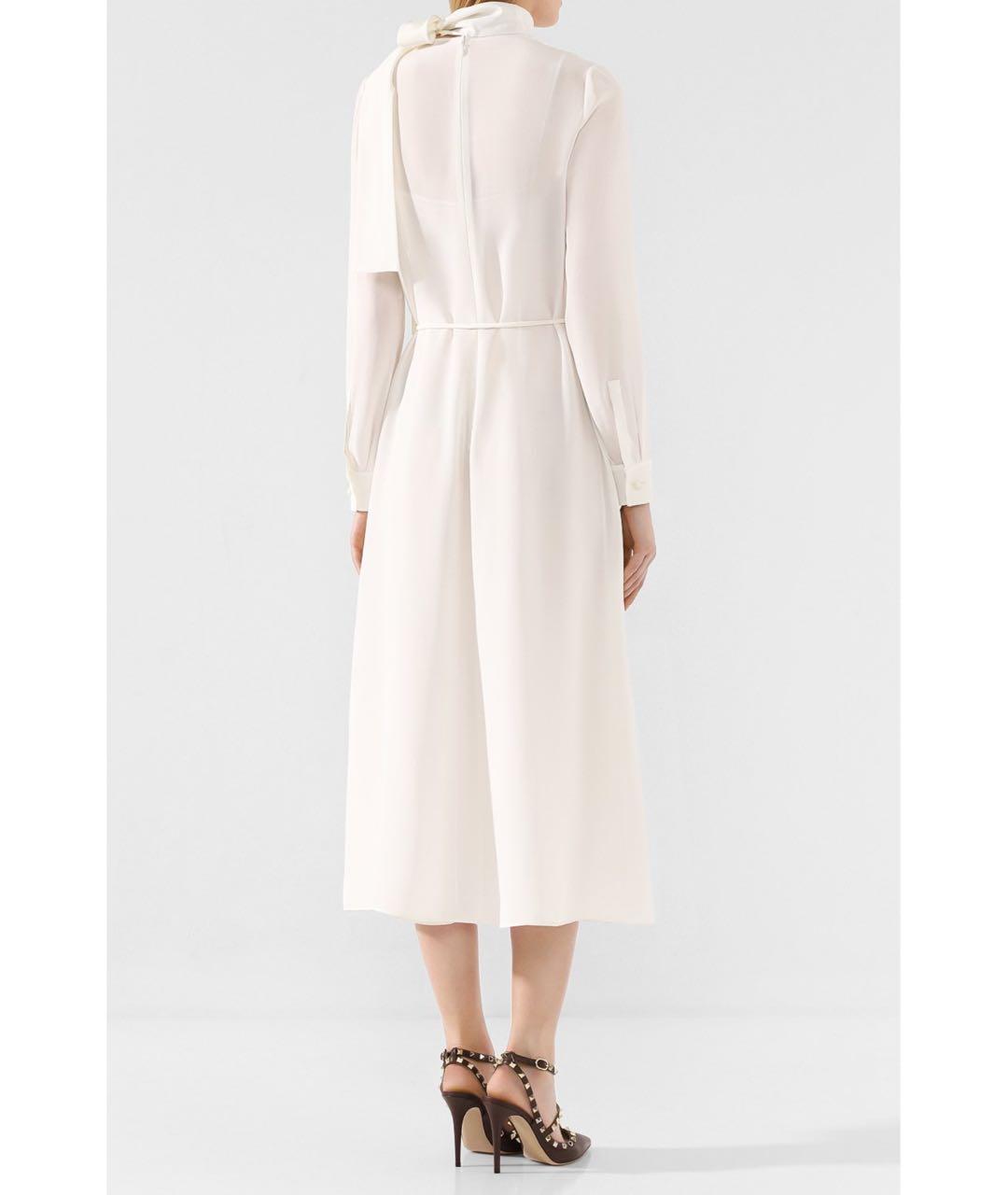 VALENTINO Белое шелковое коктейльное платье, фото 7