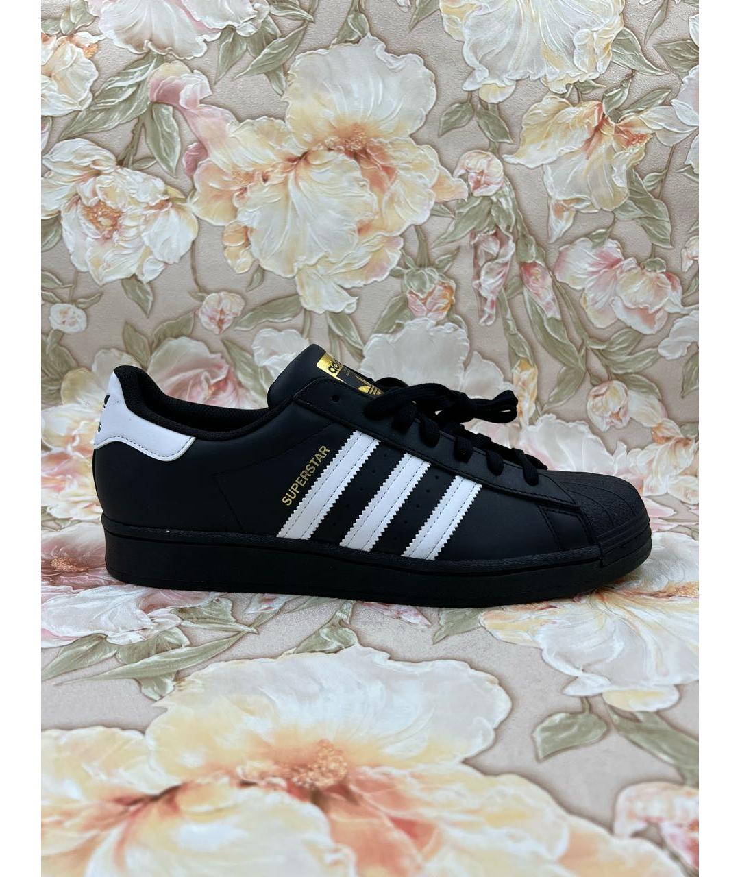 ADIDAS Черные кожаные низкие кроссовки / кеды, фото 7