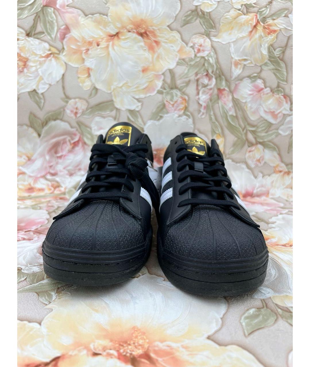 ADIDAS Черные кожаные низкие кроссовки / кеды, фото 2
