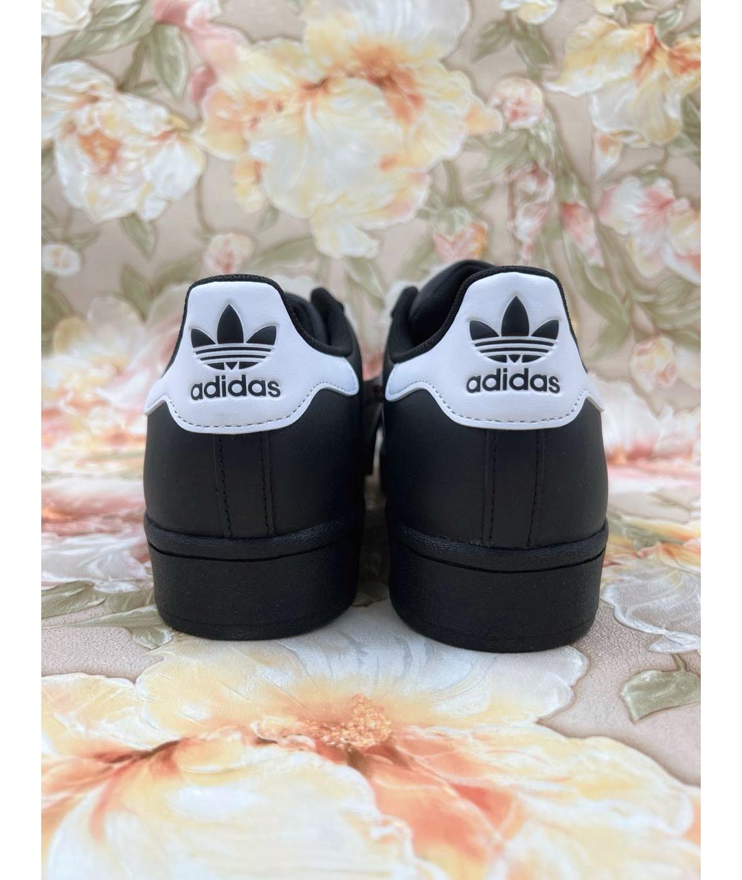 ADIDAS Черные кожаные низкие кроссовки / кеды, фото 4