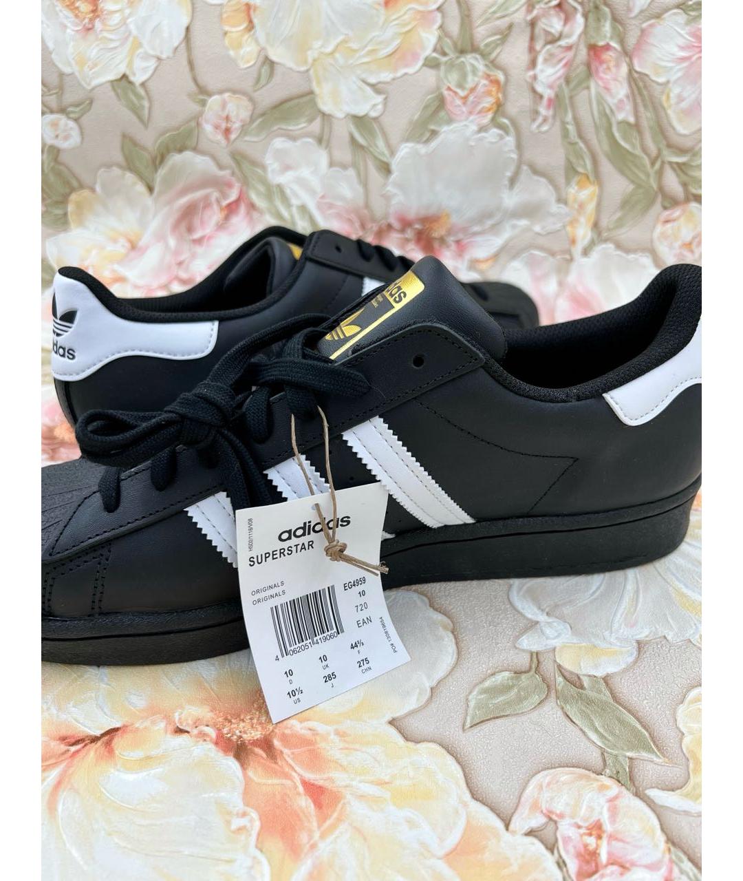 ADIDAS Черные кожаные низкие кроссовки / кеды, фото 5