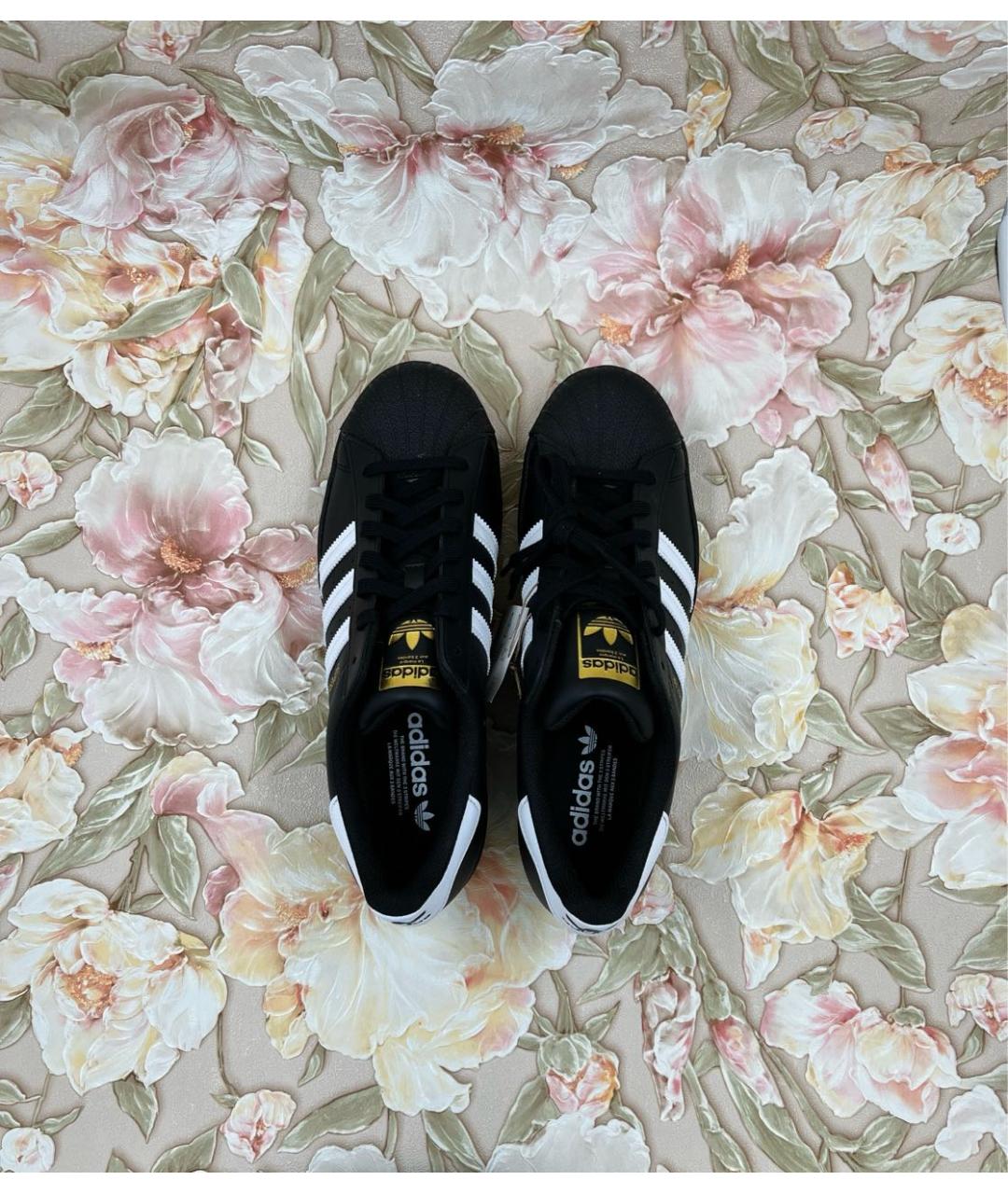 ADIDAS Черные кожаные низкие кроссовки / кеды, фото 3