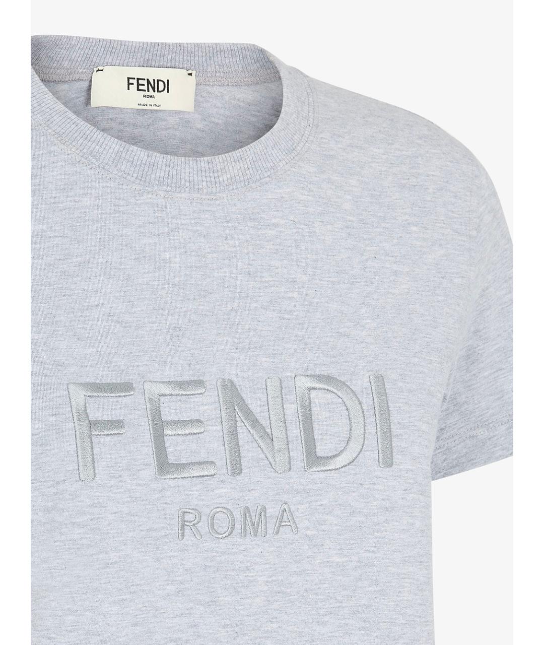 FENDI Серая хлопковая футболка, фото 3