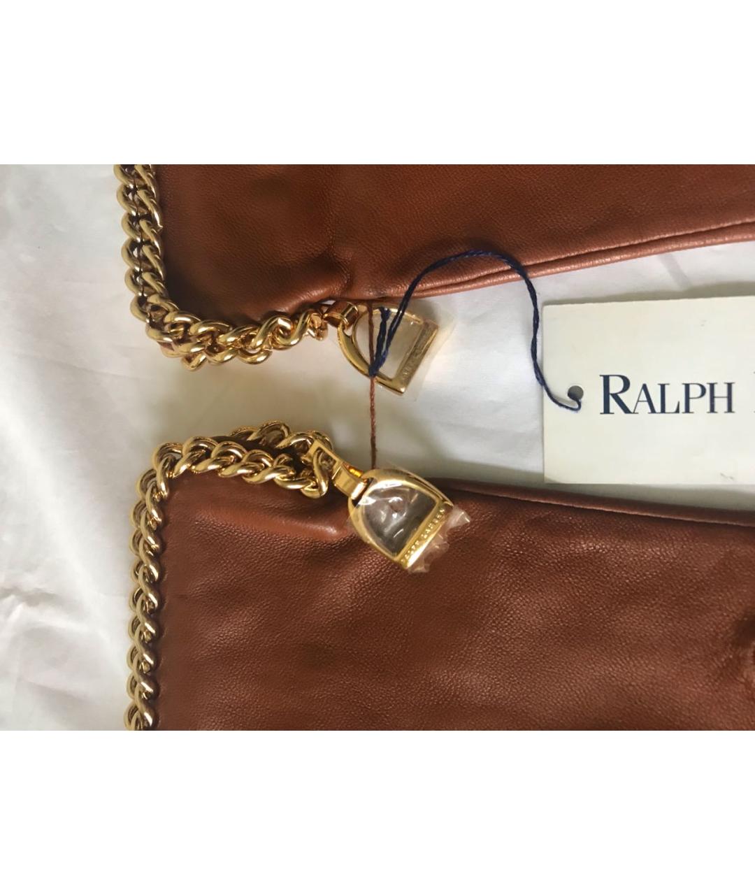 RALPH LAUREN Коричневые кожаные перчатки, фото 4