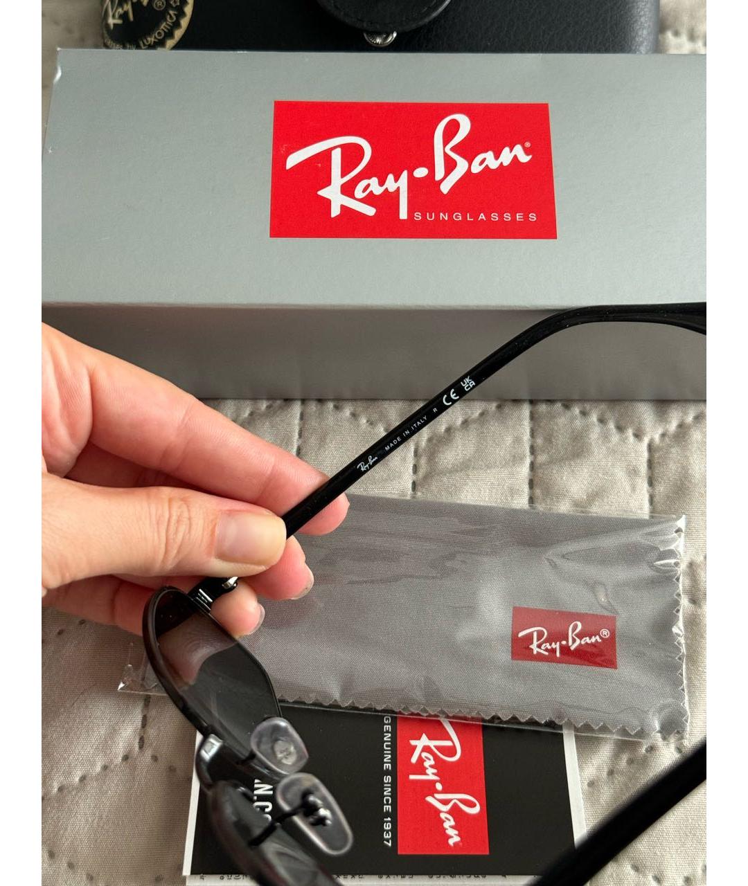 RAY BAN Черные металлические солнцезащитные очки, фото 7