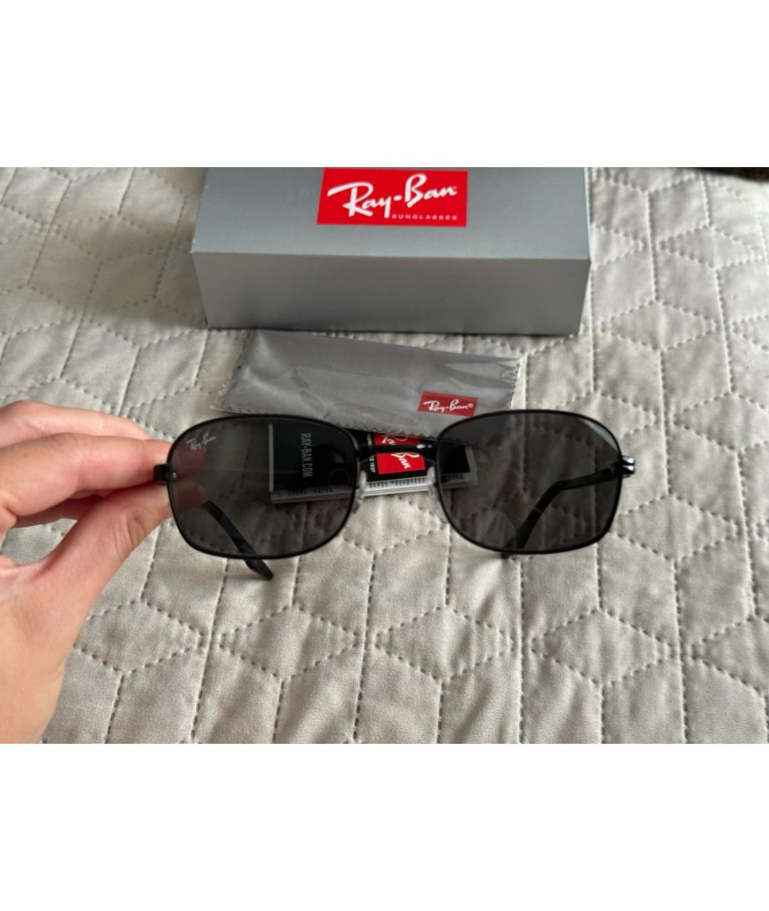 RAY BAN Черные металлические солнцезащитные очки, фото 6