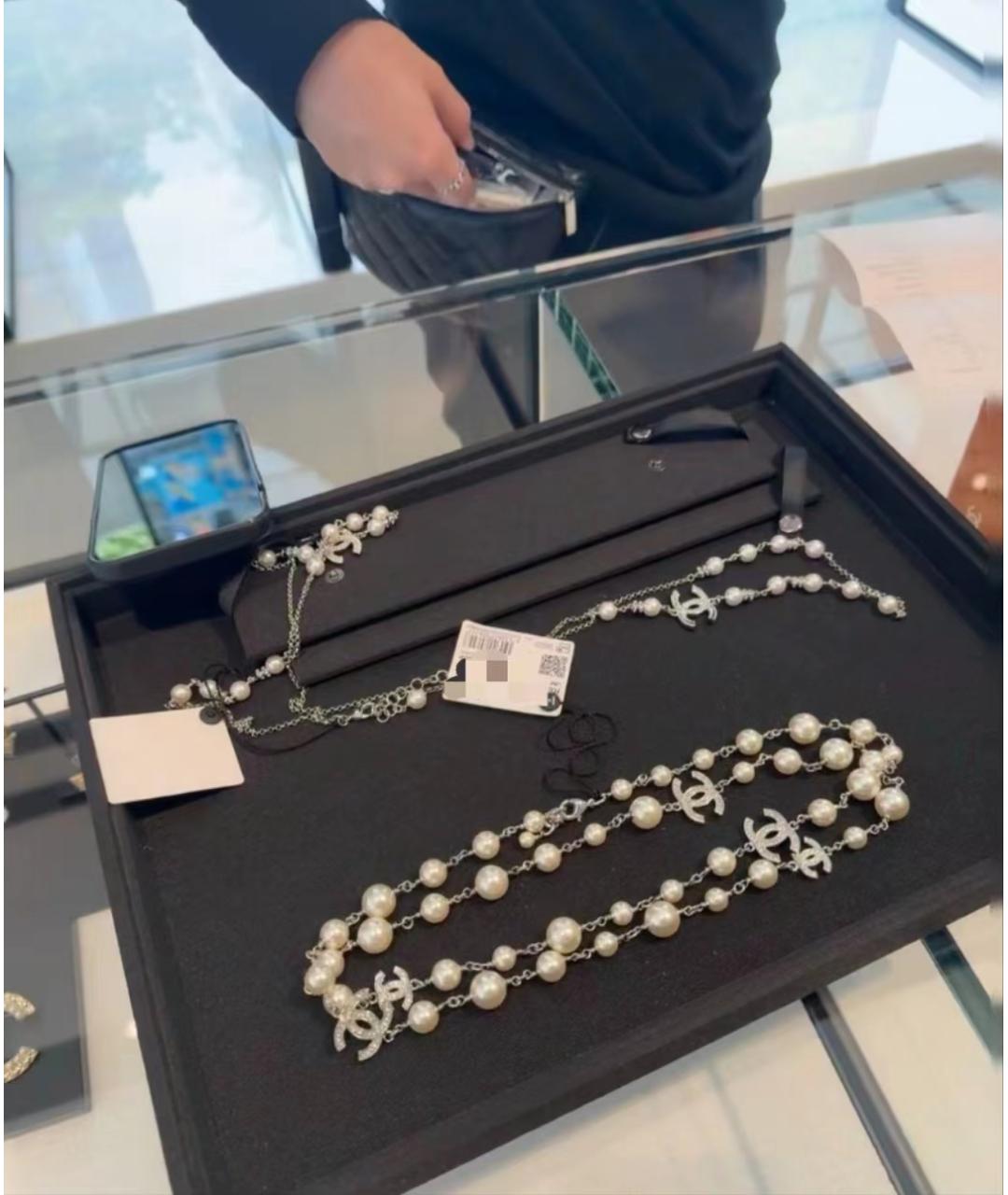 CHANEL Серебряное жемчужное колье, фото 3