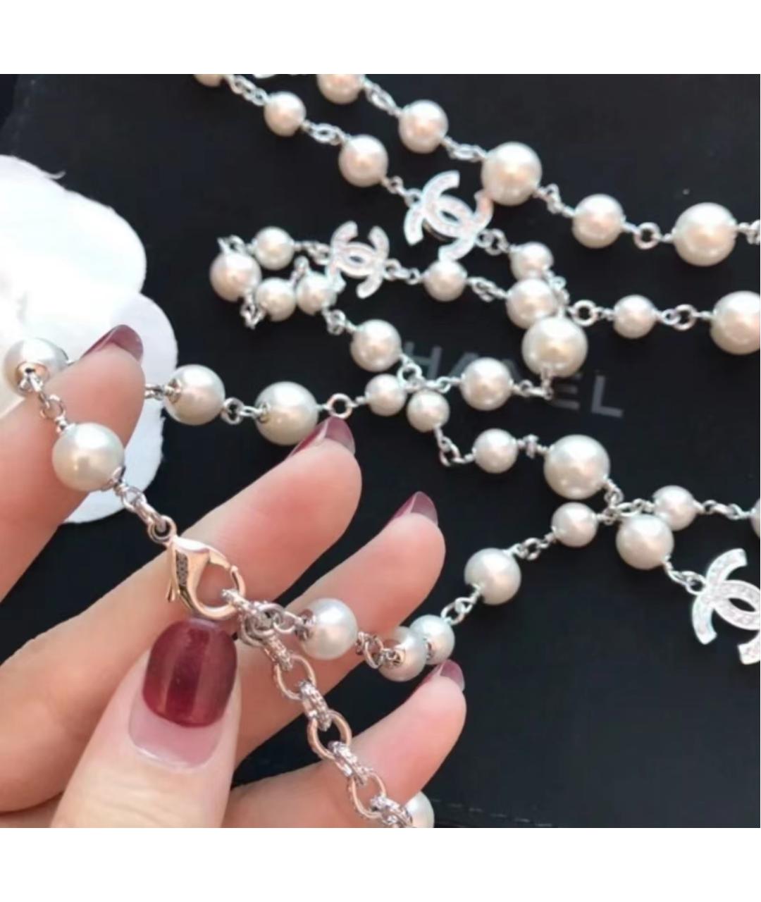 CHANEL Серебряное жемчужное колье, фото 6