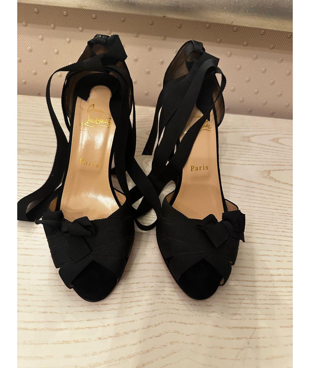 CHRISTIAN LOUBOUTIN Черные замшевые босоножки, фото 2