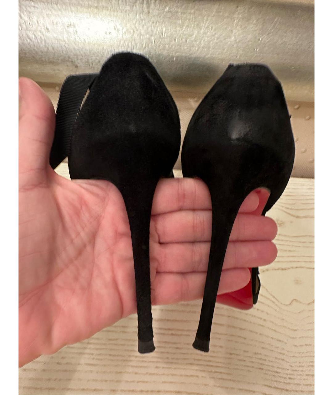 CHRISTIAN LOUBOUTIN Черные замшевые босоножки, фото 6