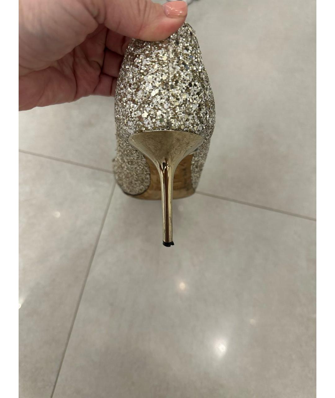 JIMMY CHOO Золотые кожаные туфли, фото 7