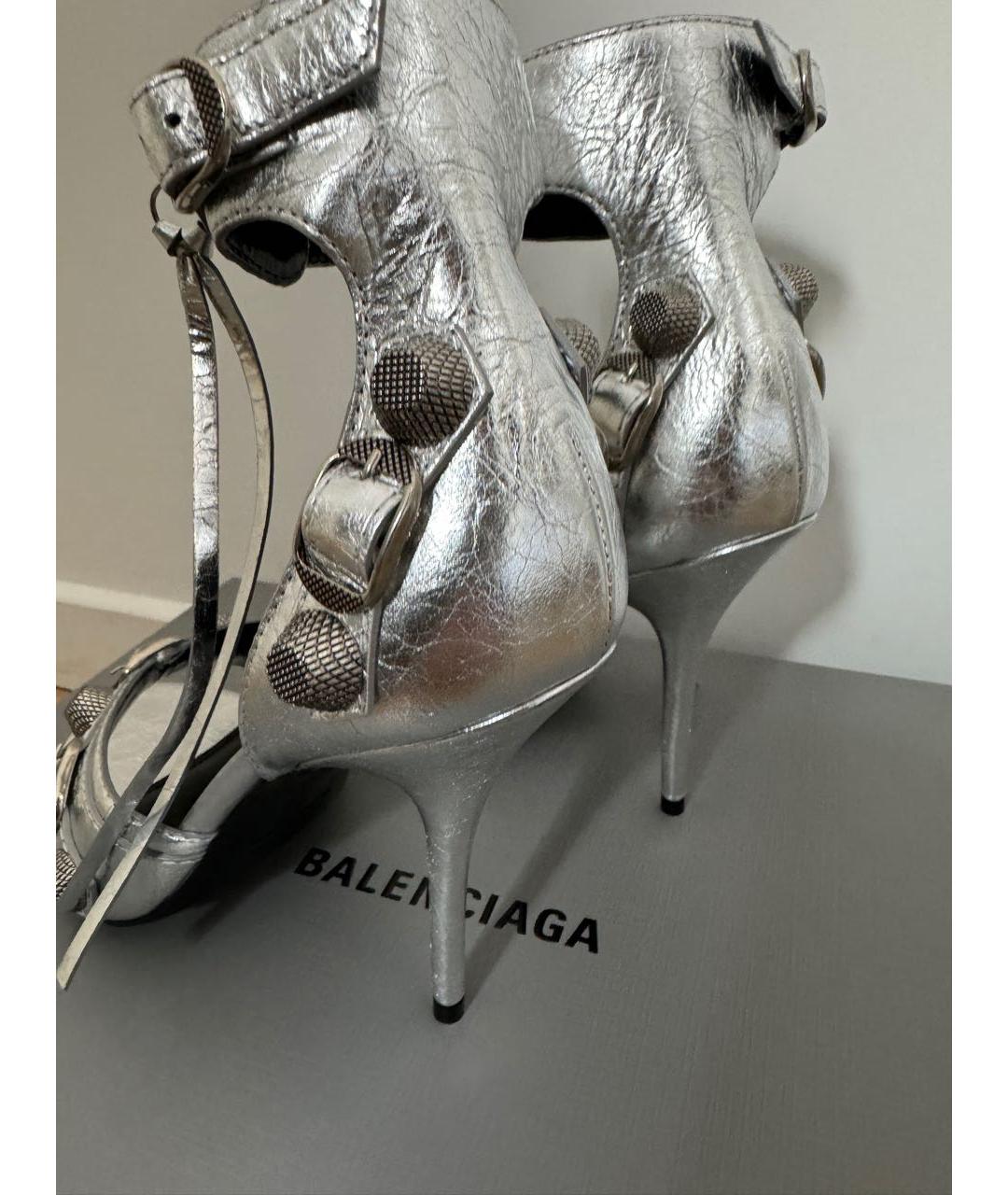 BALENCIAGA Серебряные кожаные туфли, фото 7