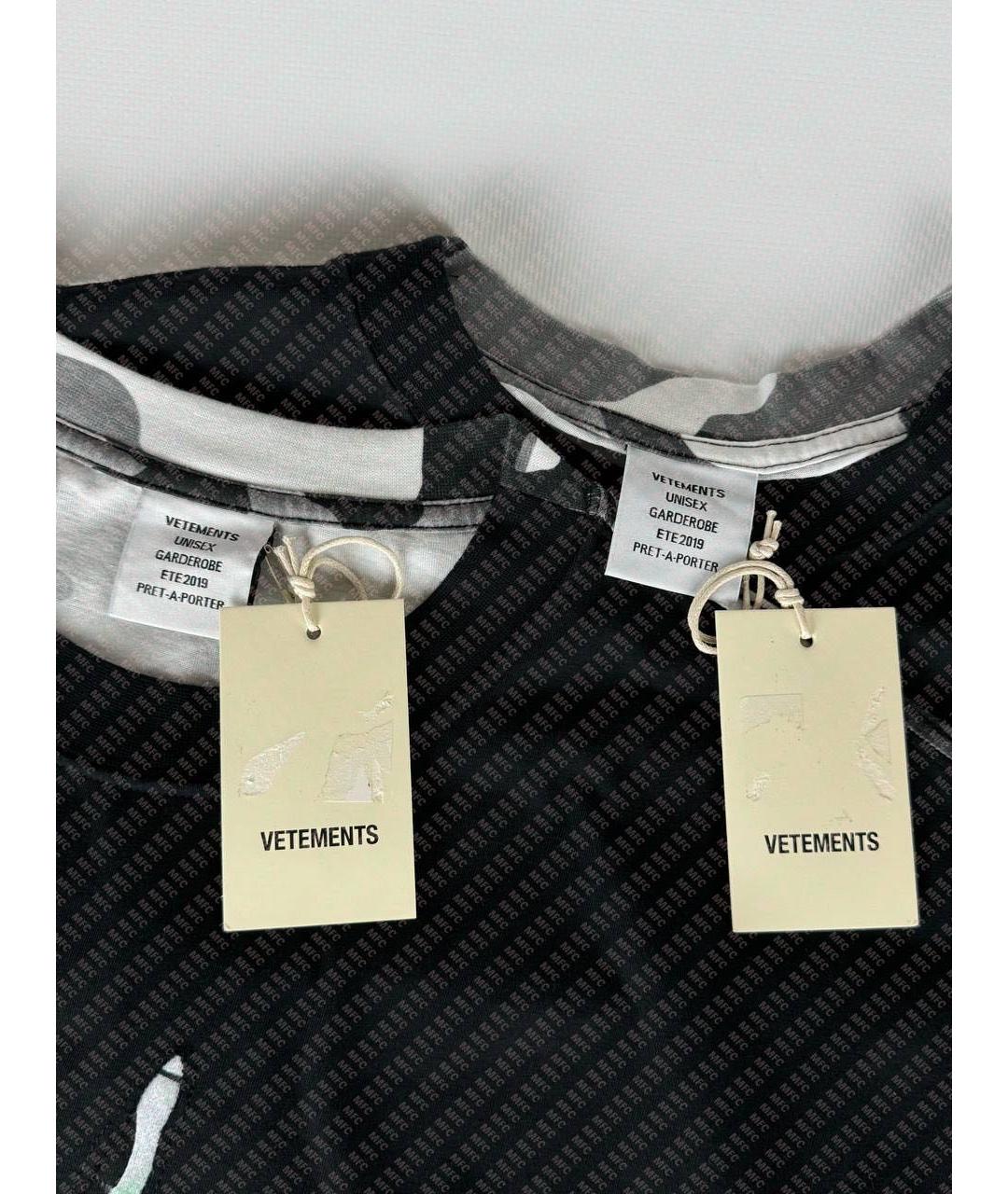 VETEMENTS Черная хлопковая футболка, фото 4