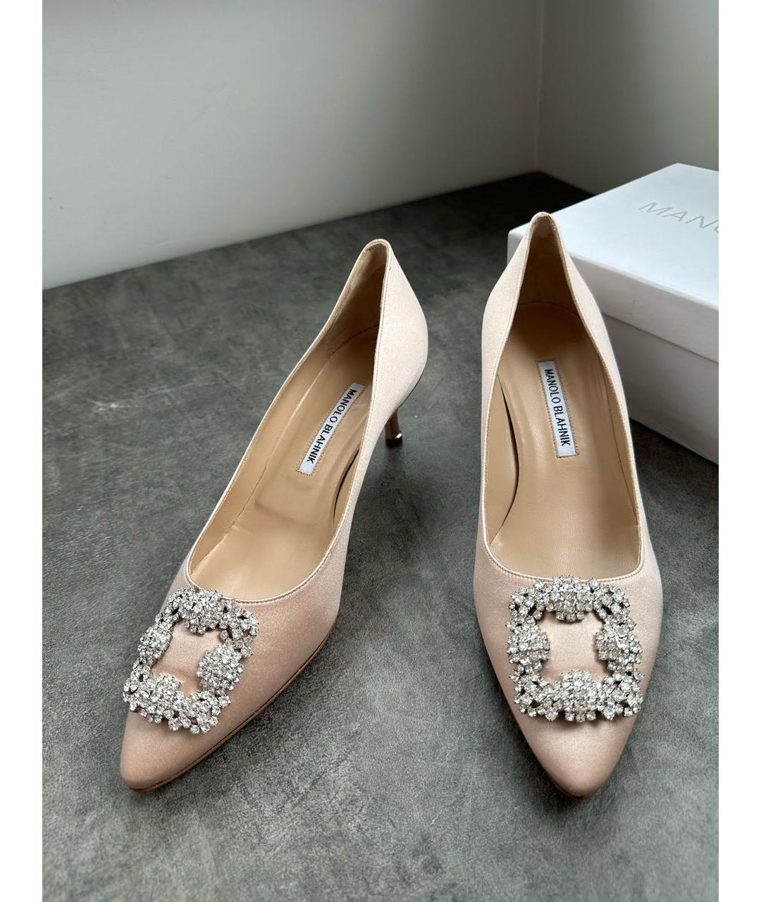 MANOLO BLAHNIK Бежевые текстильные туфли, фото 3