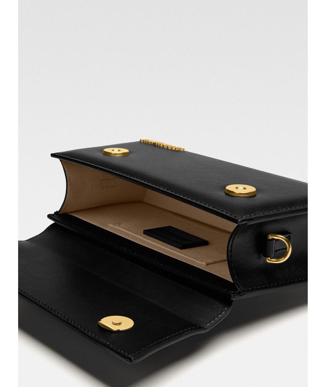 JACQUEMUS Черная кожаная сумка через плечо, фото 3