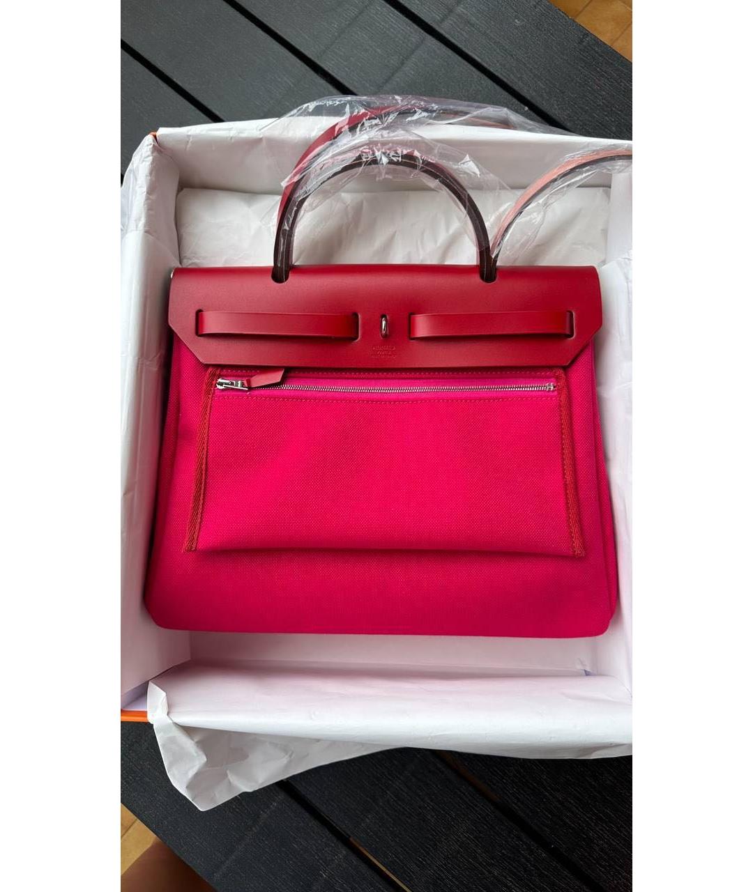 HERMES Красная тканевая сумка через плечо, фото 3