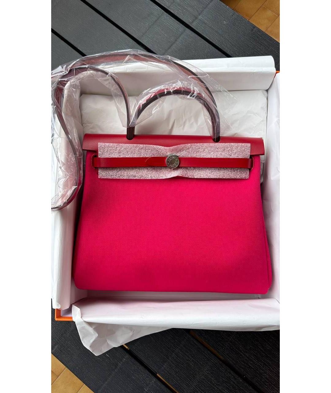 HERMES Красная тканевая сумка через плечо, фото 4