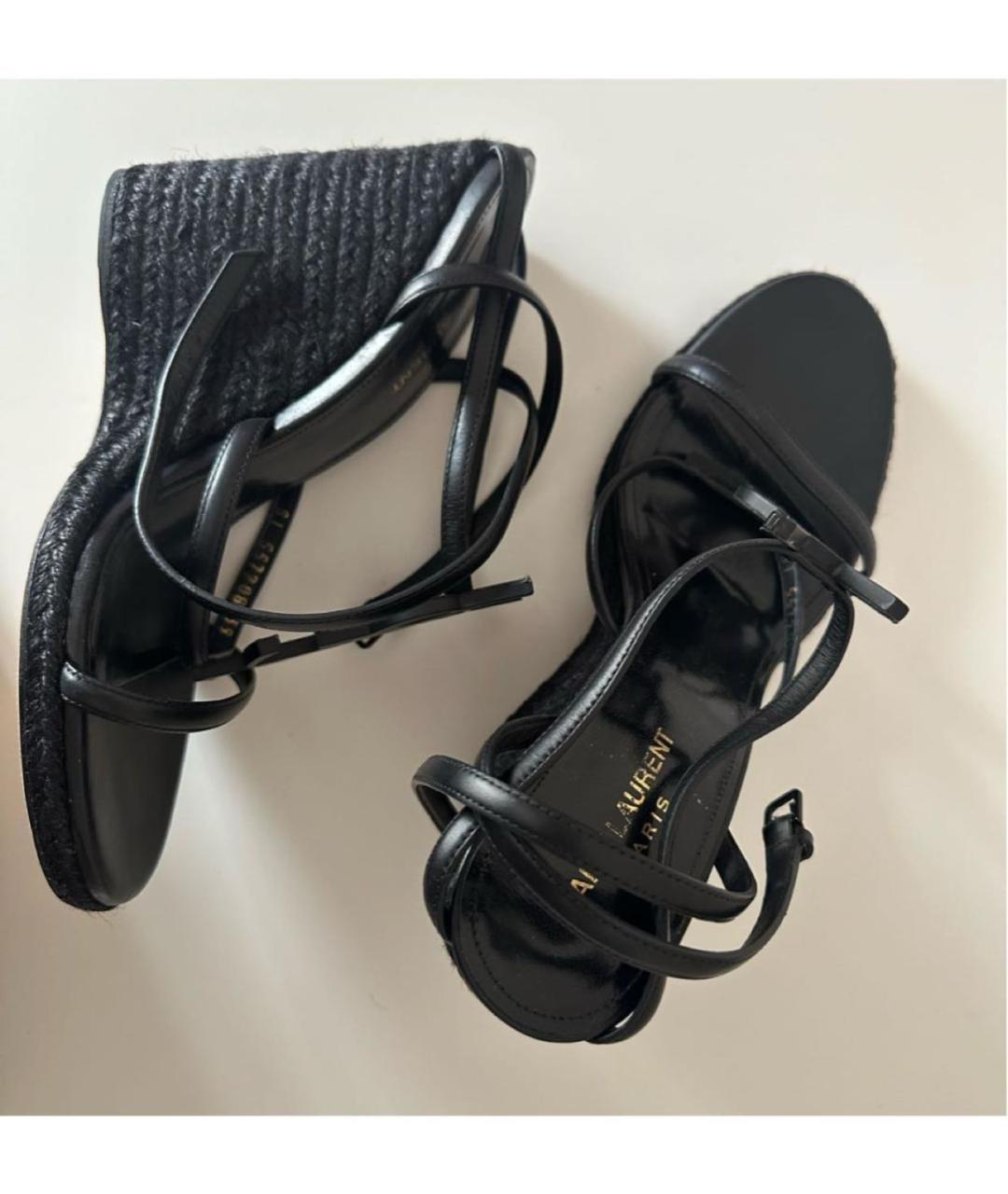 SAINT LAURENT Черные кожаные босоножки, фото 5