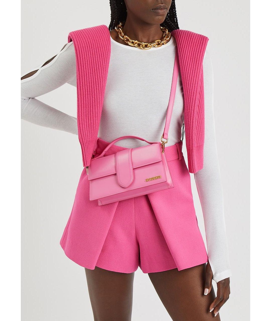 JACQUEMUS Розовая кожаная сумка через плечо, фото 4