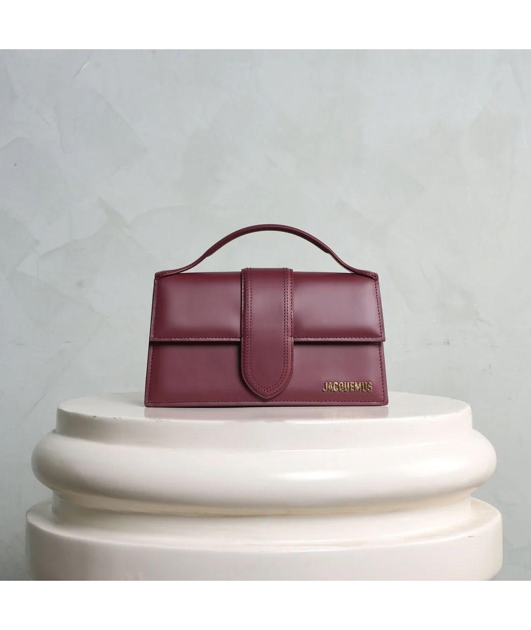 JACQUEMUS Бордовая кожаная сумка через плечо, фото 2