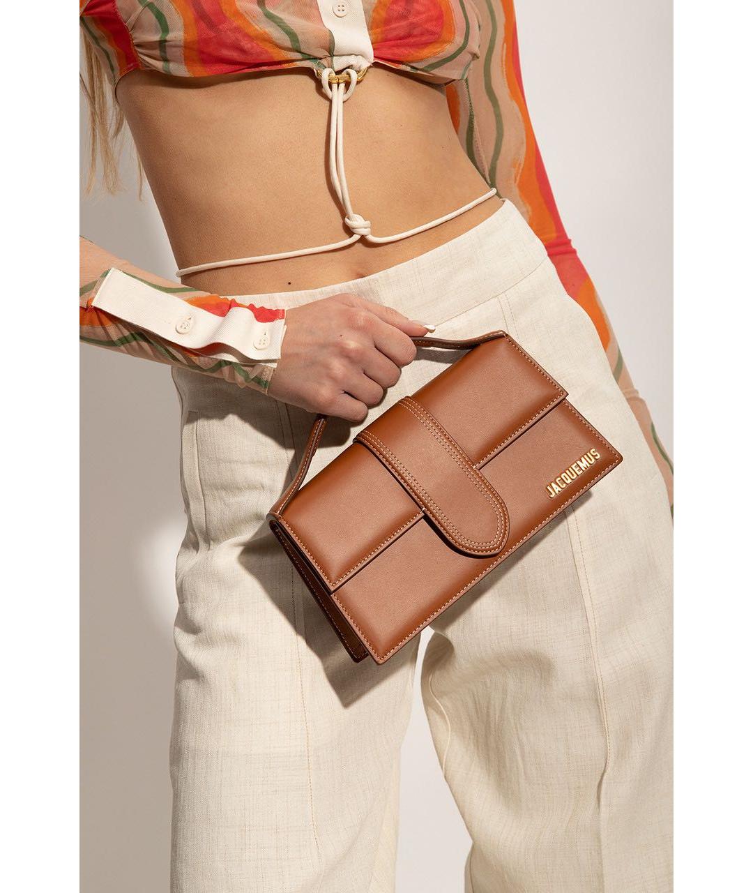 JACQUEMUS Коричневая кожаная сумка через плечо, фото 4