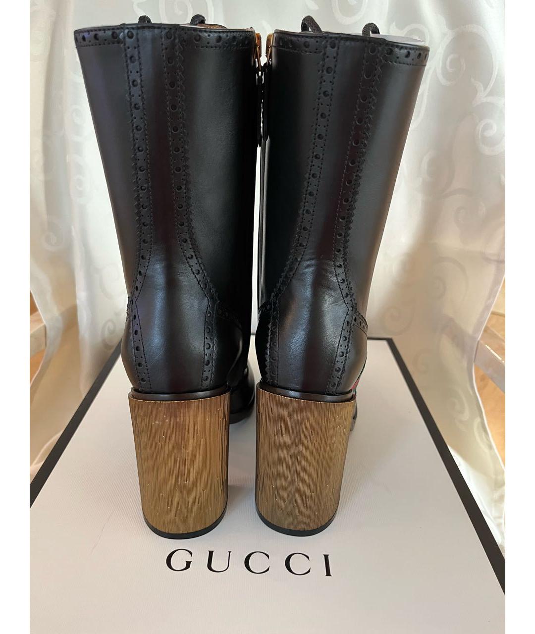 GUCCI Черные кожаные полусапоги, фото 4