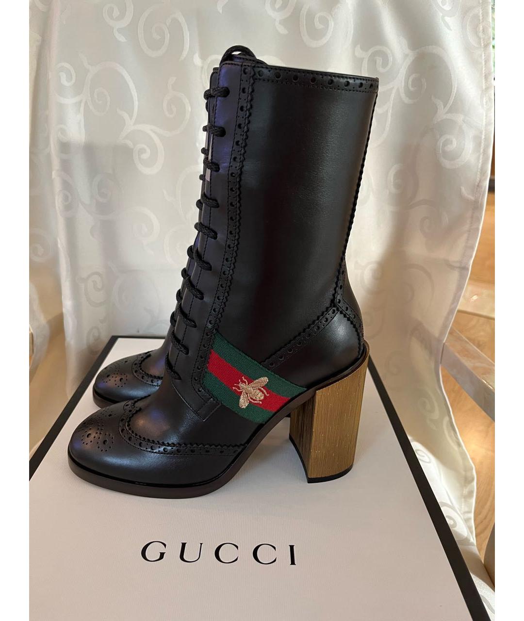 GUCCI Черные кожаные полусапоги, фото 7