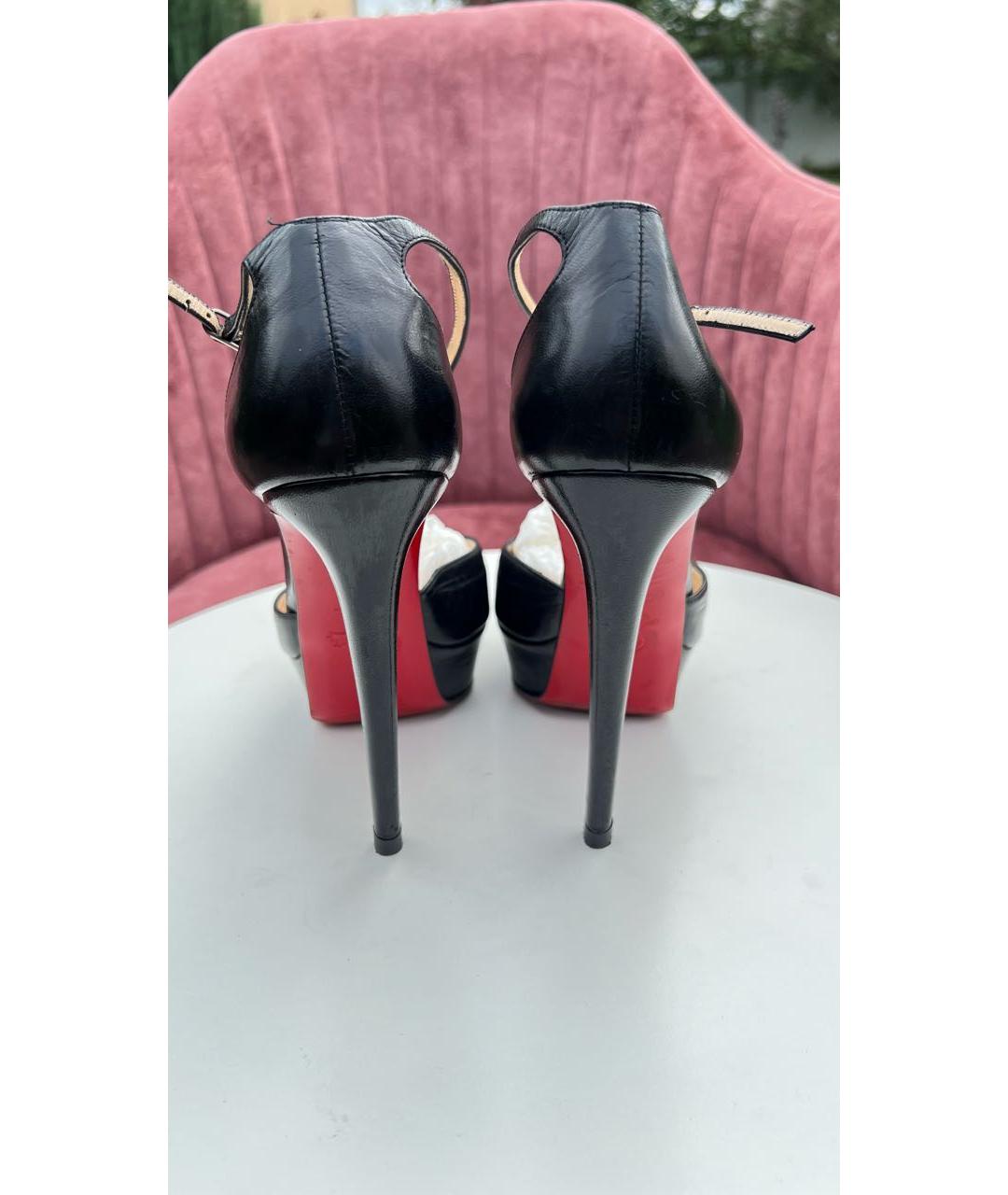 CHRISTIAN LOUBOUTIN Черные кожаные туфли, фото 4