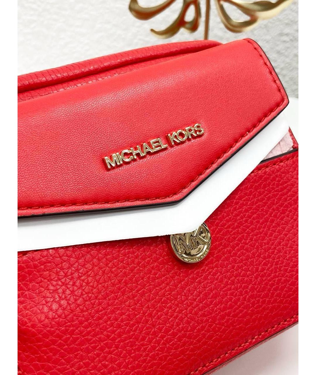 MICHAEL KORS Красная кожаная сумка через плечо, фото 3