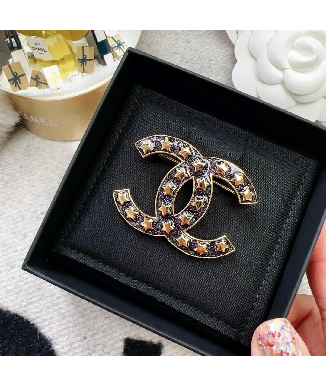 CHANEL Темно-синяя латунная булавка / брошь, фото 4