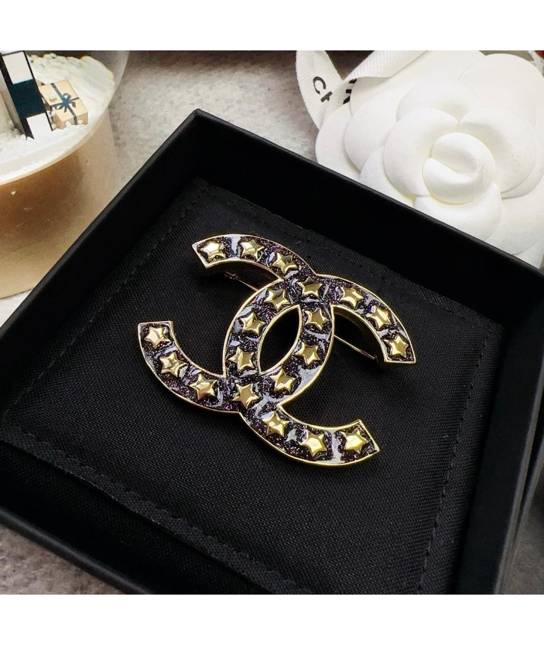 CHANEL Темно-синяя латунная булавка / брошь, фото 5
