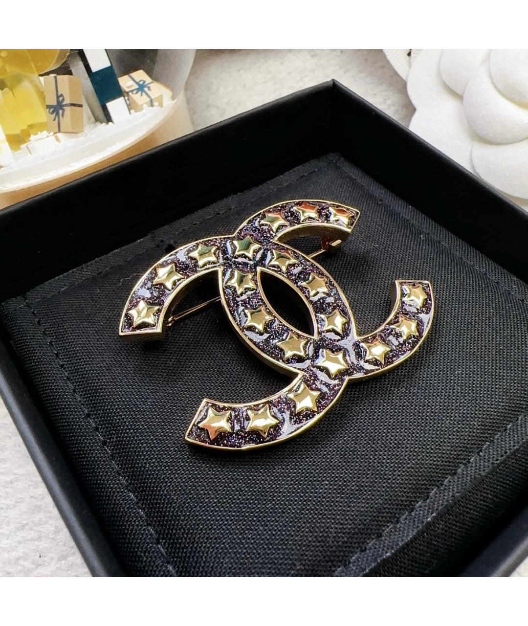 CHANEL Темно-синяя латунная булавка / брошь, фото 2