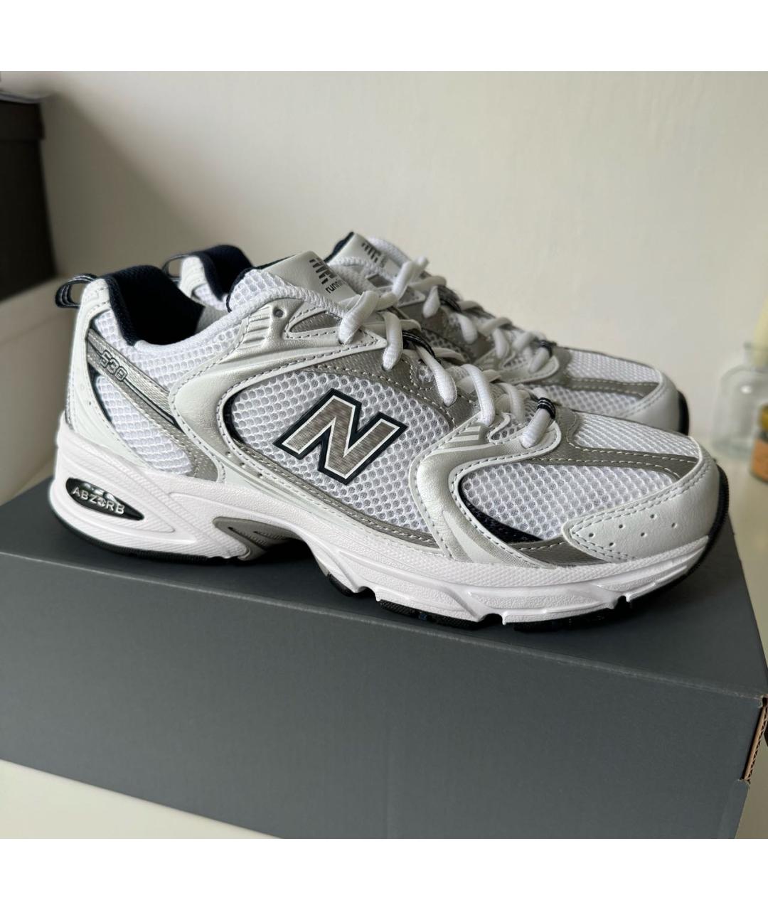 NEW BALANCE Белые текстильные кроссовки, фото 5