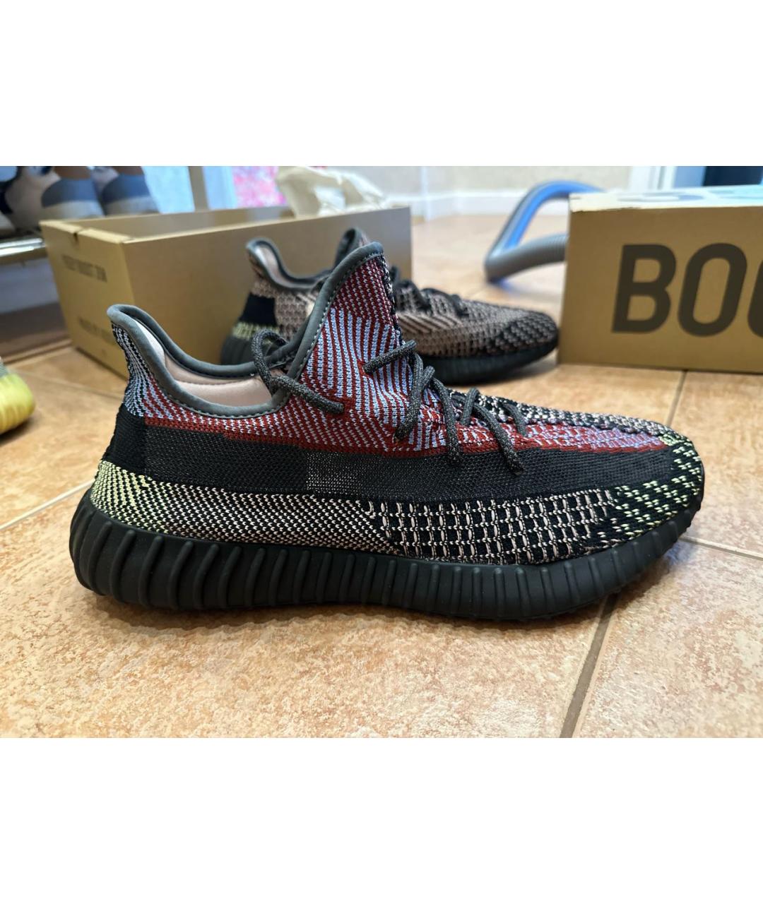 ADIDAS YEEZY Черные текстильные низкие кроссовки / кеды, фото 6