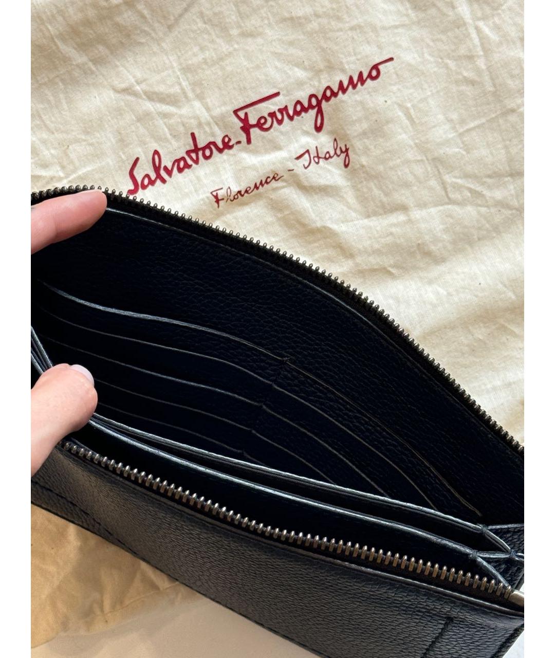 SALVATORE FERRAGAMO Темно-синий кожаный кошелек, фото 3