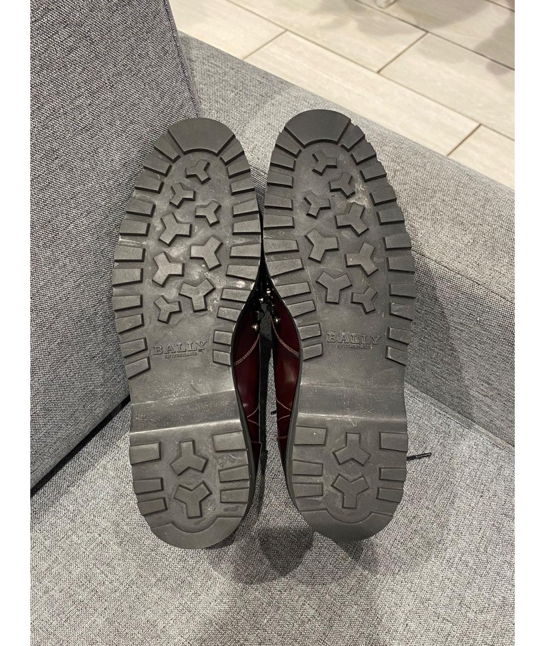 BALLY Бордовые кожаные ботинки, фото 6