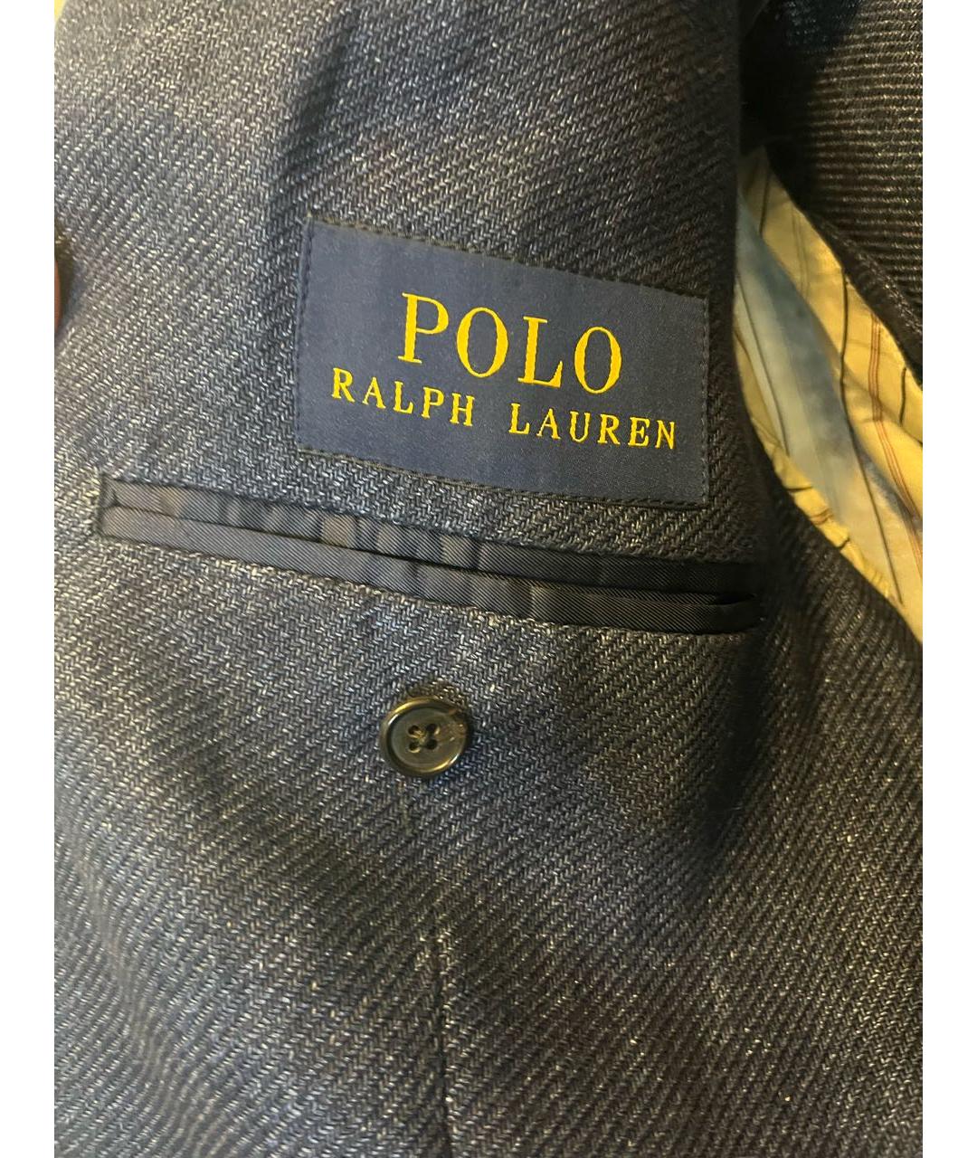 POLO RALPH LAUREN Темно-синий хлопковый пиджак, фото 8