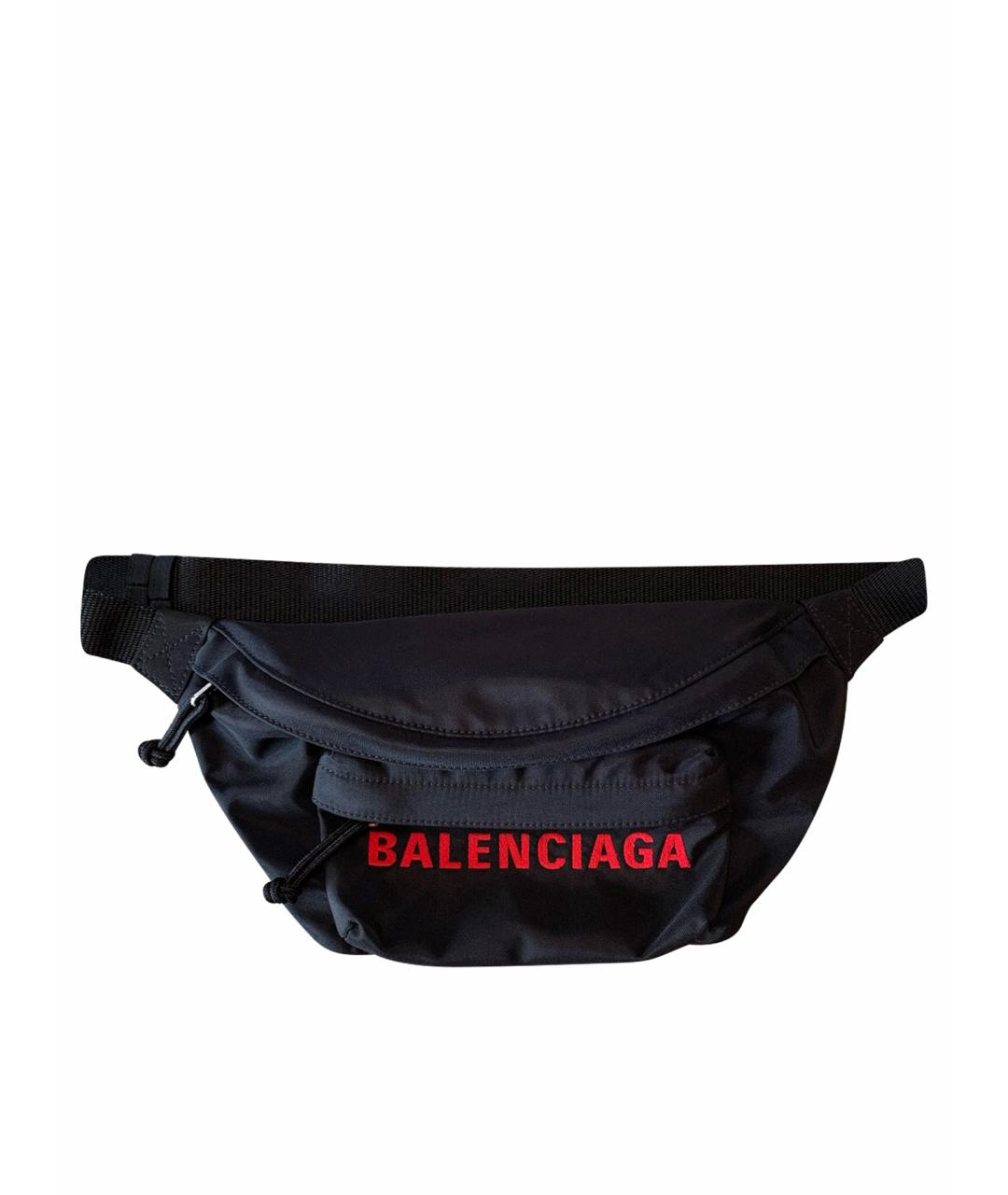 BALENCIAGA Черная синтетическая поясная сумка, фото 1