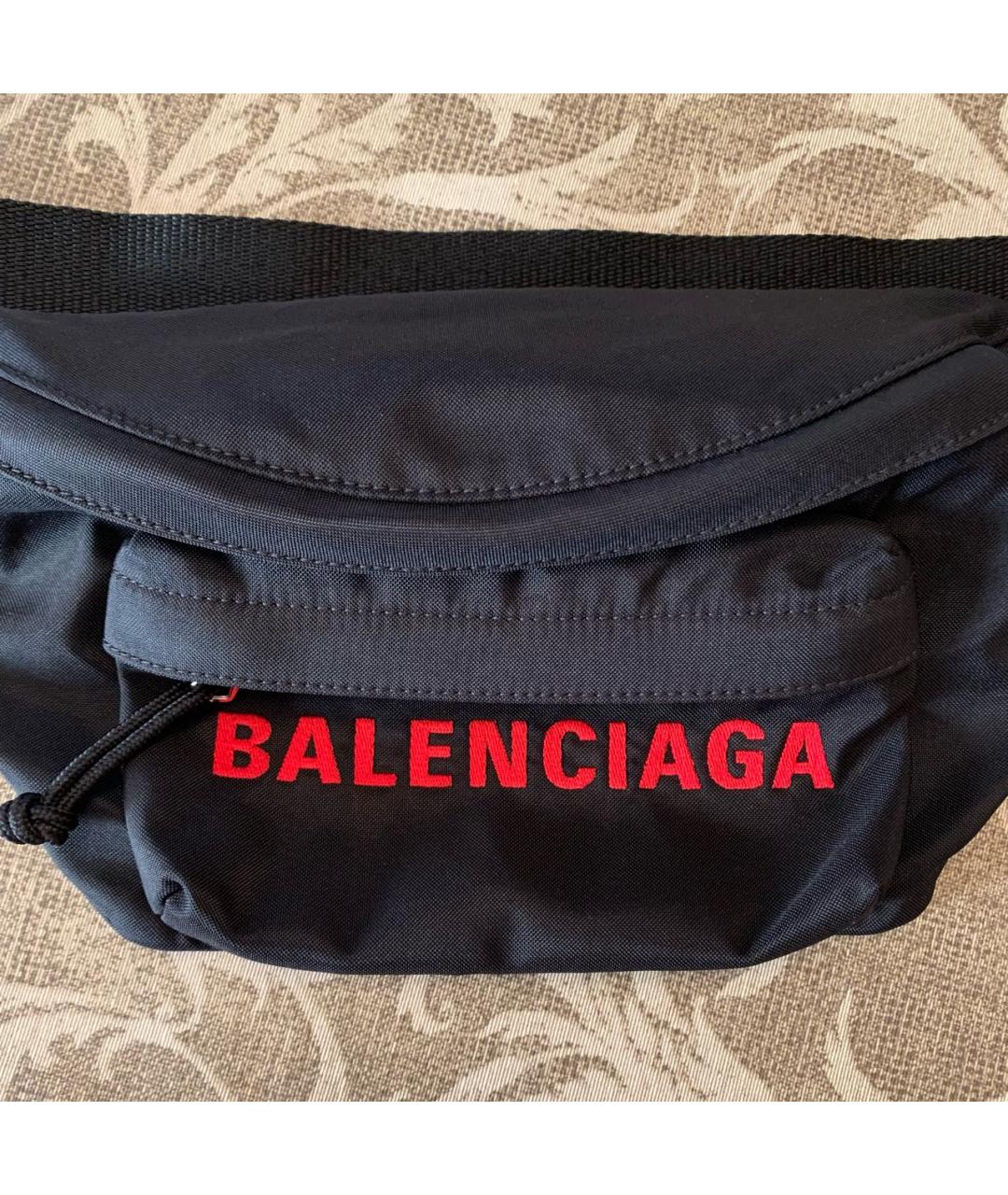 BALENCIAGA Черная синтетическая поясная сумка, фото 2