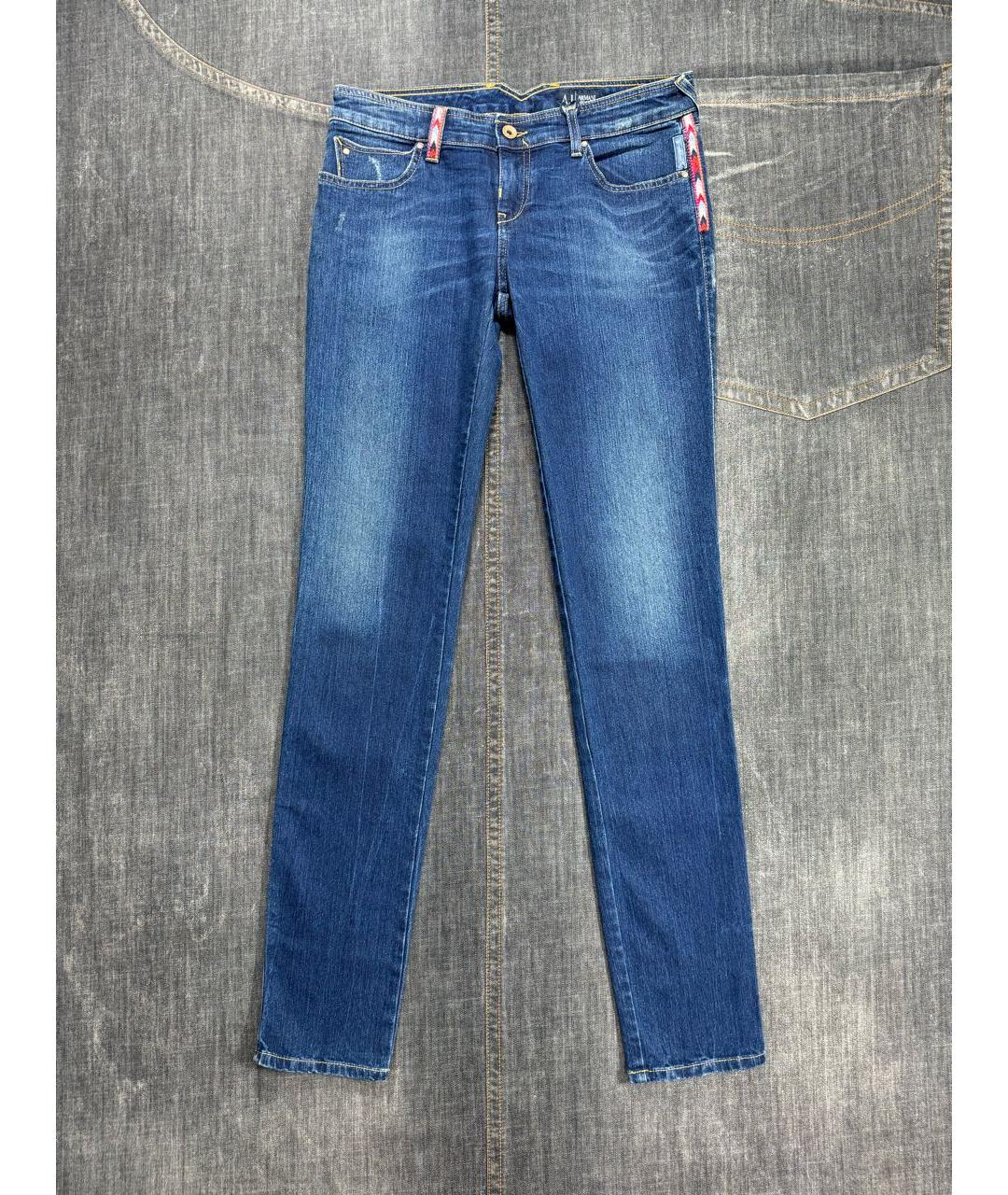 ARMANI JEANS Синие хлопко-эластановые джинсы слим, фото 9