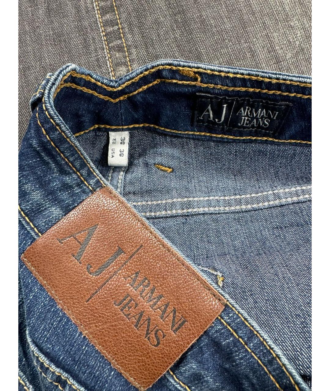 ARMANI JEANS Синие хлопко-эластановые джинсы слим, фото 6