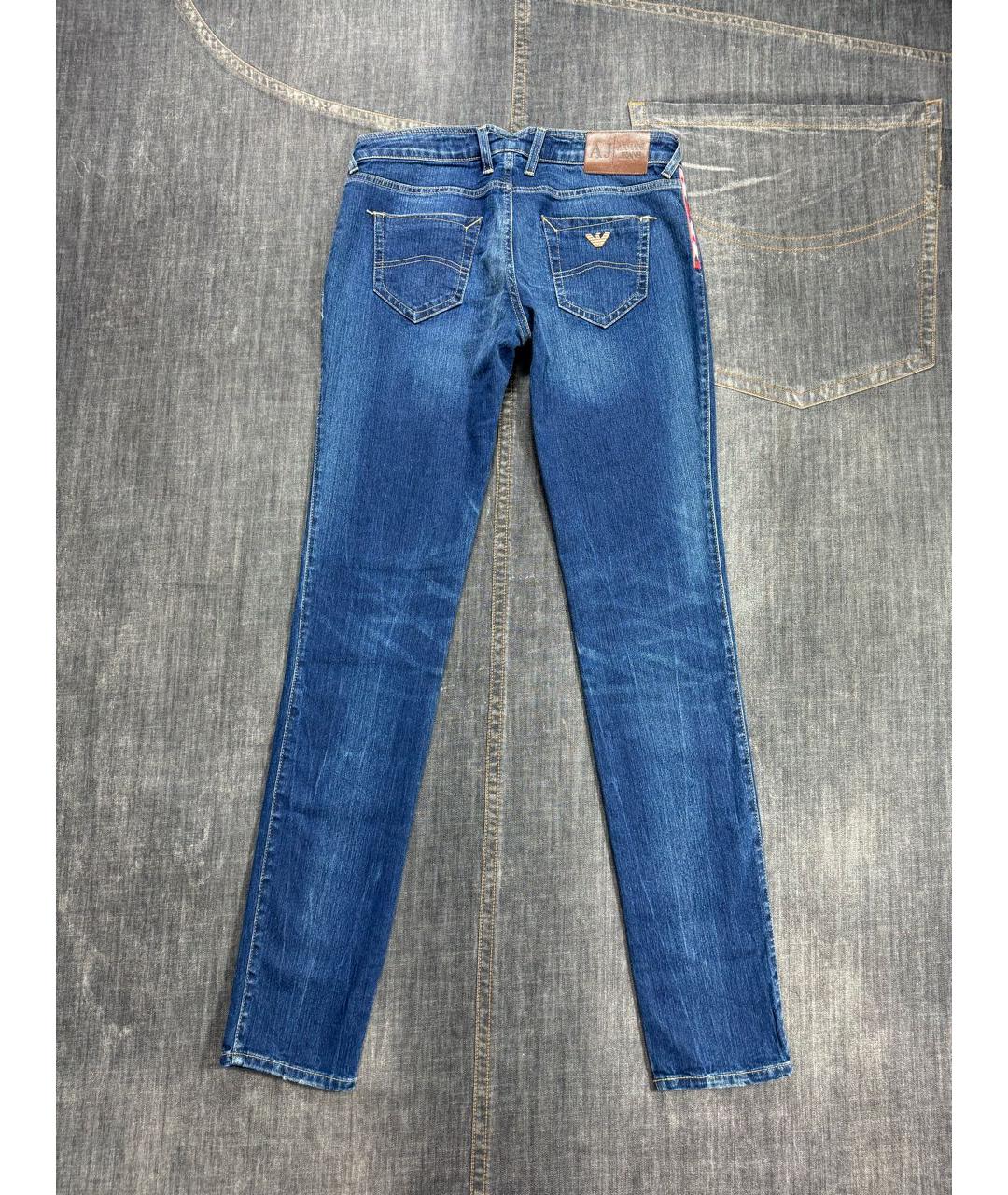 ARMANI JEANS Синие хлопко-эластановые джинсы слим, фото 5