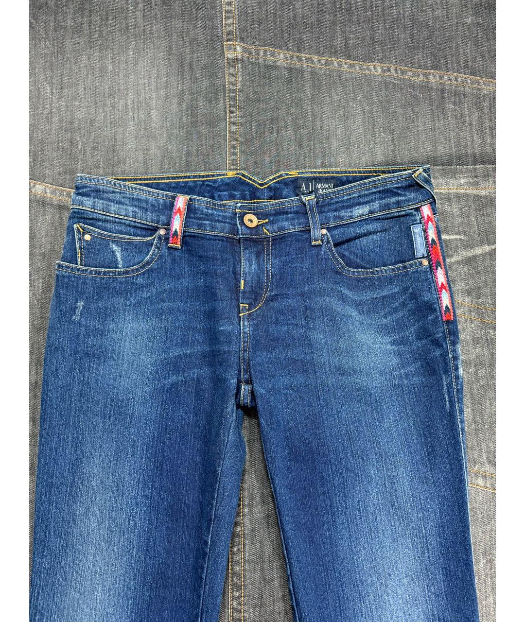 ARMANI JEANS Синие хлопко-эластановые джинсы слим, фото 3