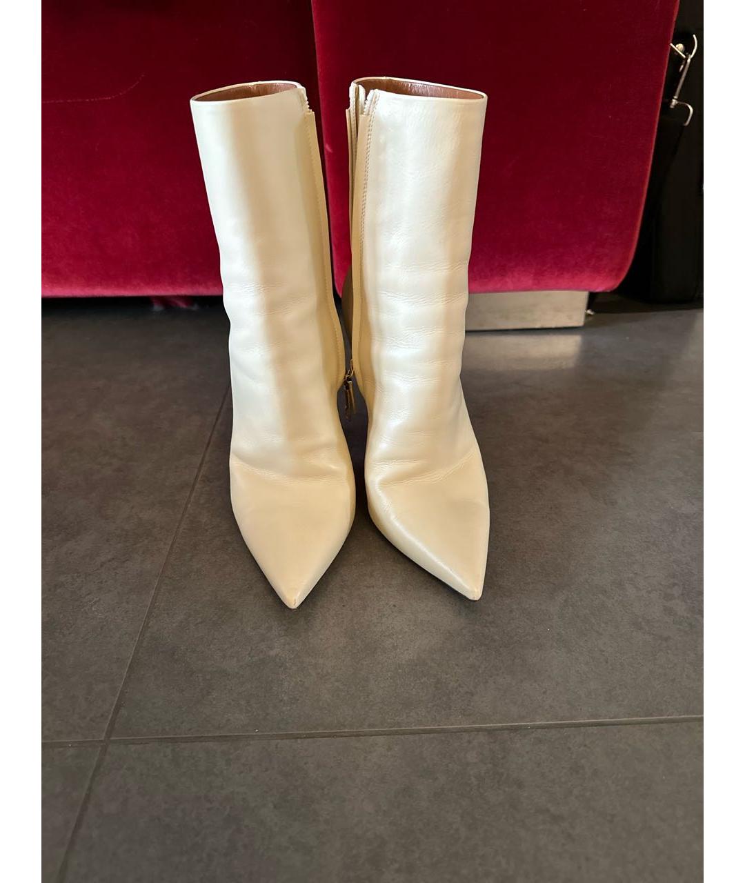 SAINT LAURENT Бежевые кожаные полусапоги, фото 2