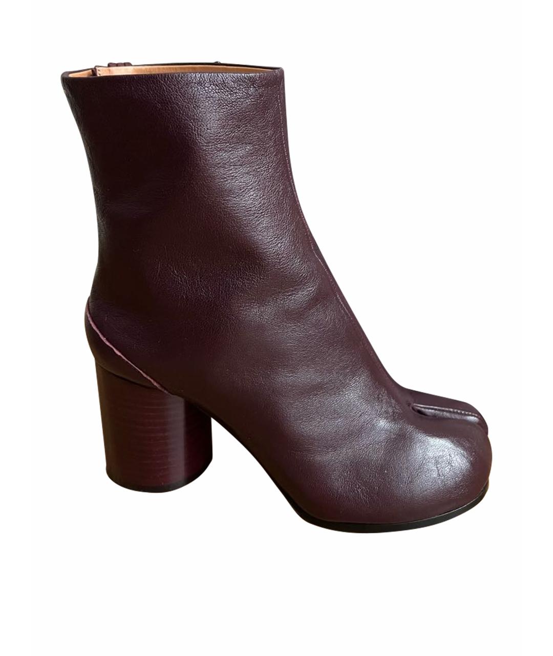 MAISON MARGIELA Бордовые кожаные ботильоны, фото 1