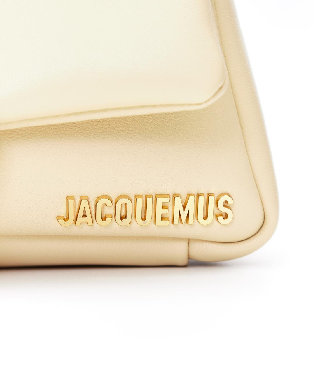 JACQUEMUS Бежевая кожаная сумка через плечо, фото 4