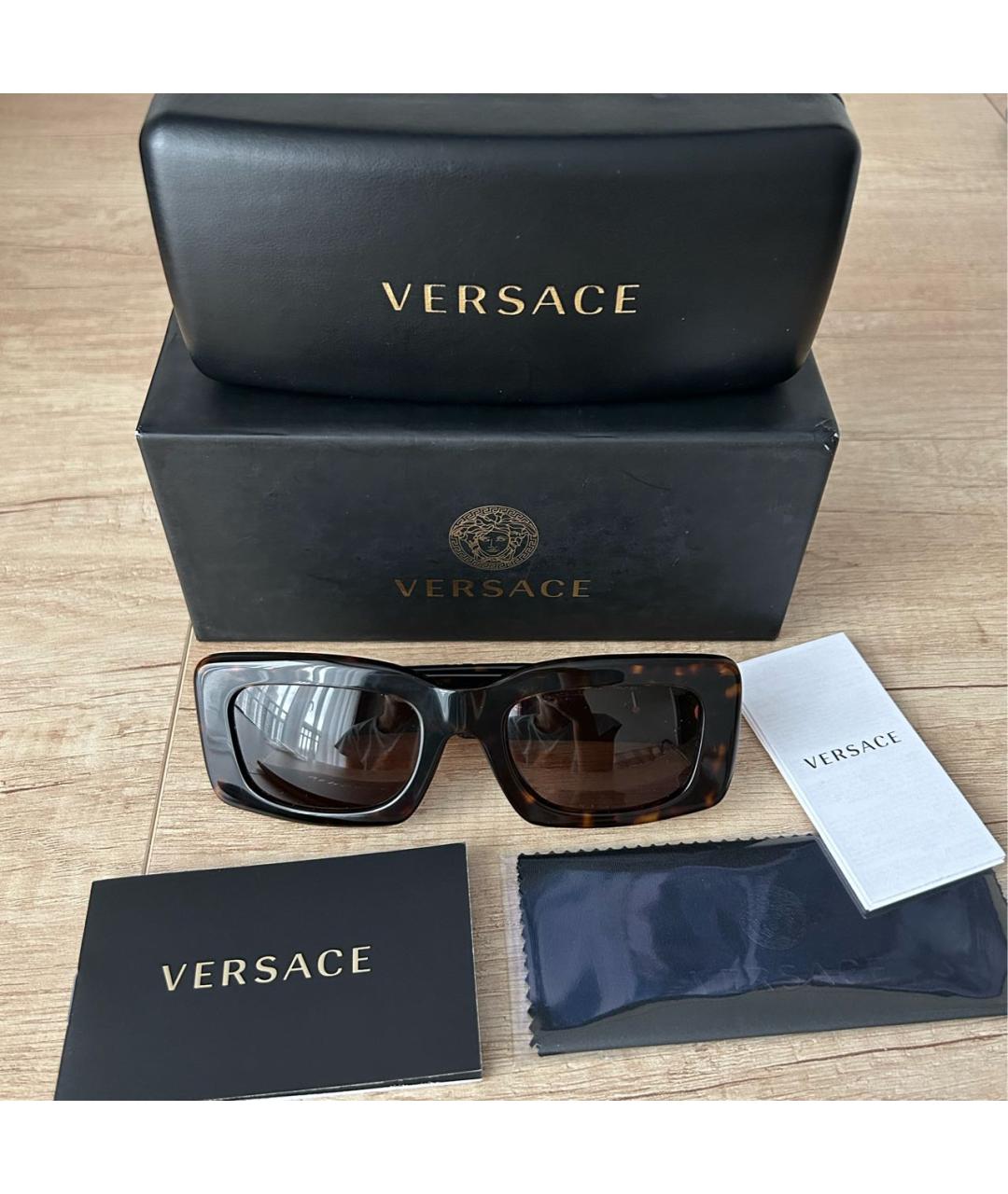 VERSACE Коричневые пластиковые солнцезащитные очки, фото 4