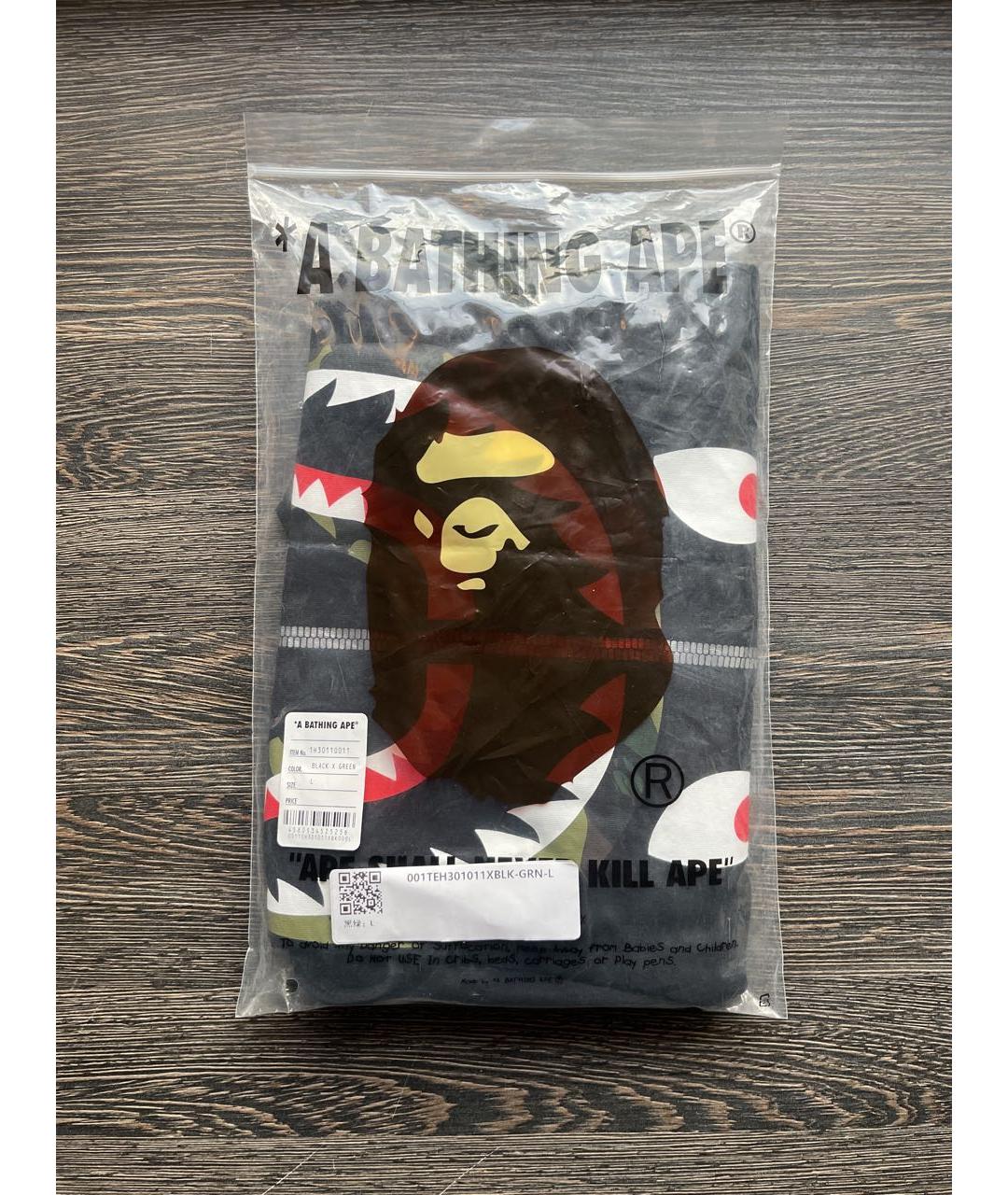 A BATHING APE Черная хлопковая футболка, фото 2