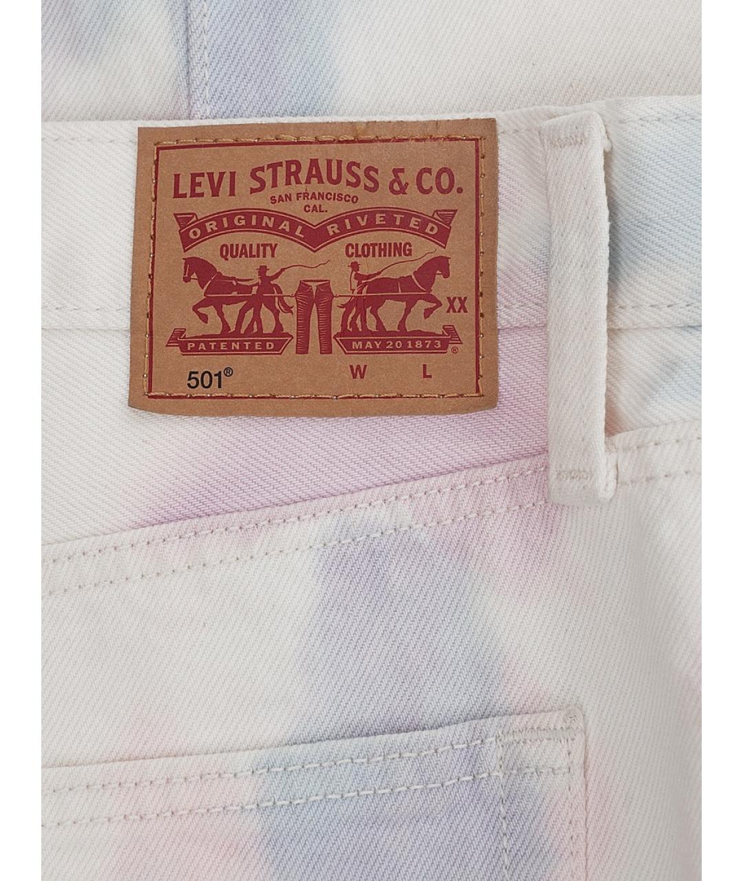 LEVI'S Белые хлопковые прямые джинсы, фото 3